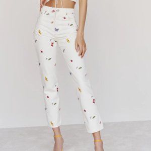 Reformation Cynthia Ladybugs High Rise Straight Jeans - Size 26